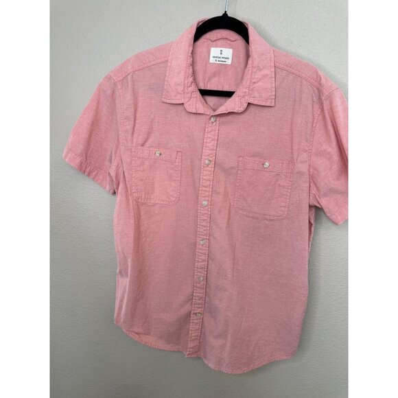 Mutual Weave‎ Mens Pink Shirt X-Large short sleeve button up cotton collared - Picture 2 of 6